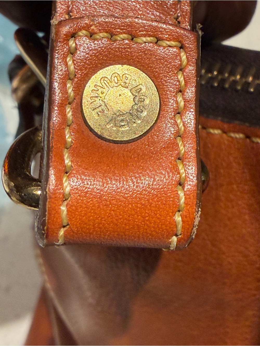 Dooney & Bourke Florentine Cognac Leather Structured Satchel - Picture 7 of 10